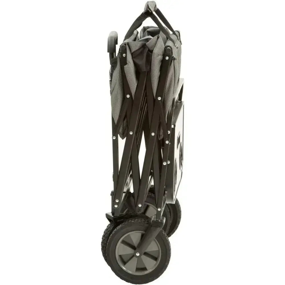 Collapsible Outdoor Utility Wagon With Folding Table and Drink Holders Camping Equipment Gray Freight Free Multitool Supplies