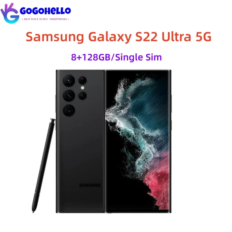Original Samsung Galaxy S22 Ultra 5G S918 6.8 Inch ROM 128GB RAM 8GB Snapdragon NFC Unlocked Android Smartphone 108MP