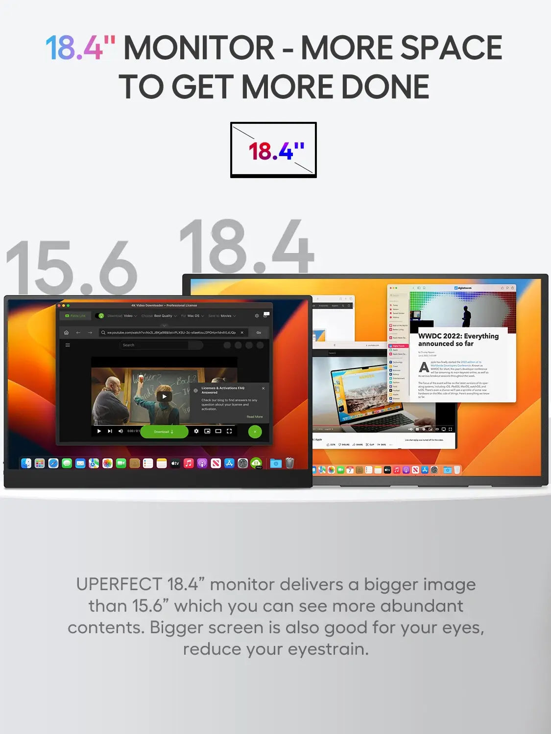 UPERFECT UXbox T118 4K 18 Inch Large Portable Gaming Monitor 3840*2160 100% sRGB IPS HDR HDMI Display for Laptop Computer Phone
