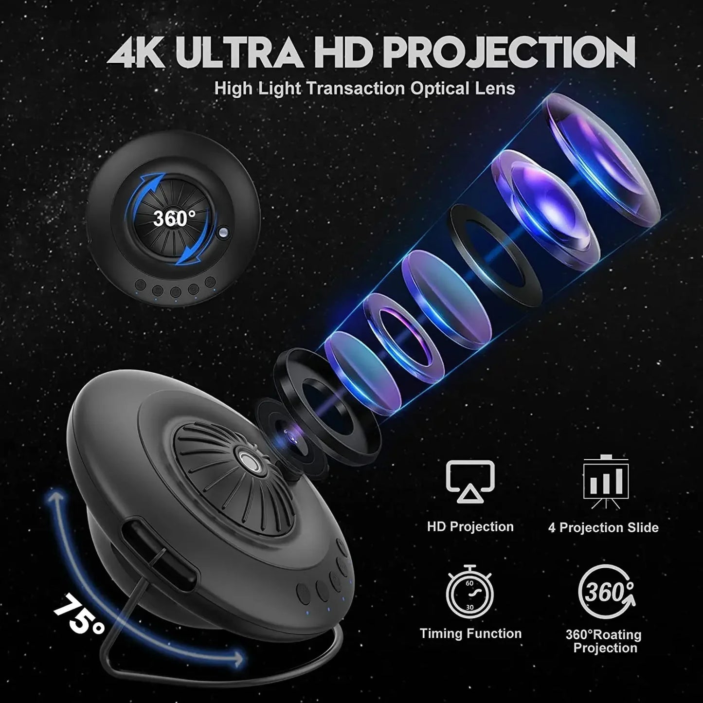 UFO Star Planetarium Projector 8 in 1 Galaxy Projector Night Lights 360° Adjust Projector for Kids Bedroom Ceiling Home Theater