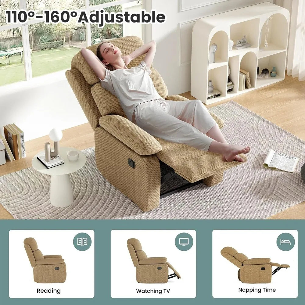 Media Console Chaise Lounge Chair TV Stand Rocking Chair Recliner Entertainment Cabinet With Doors and Cubby Storage Home Sofa