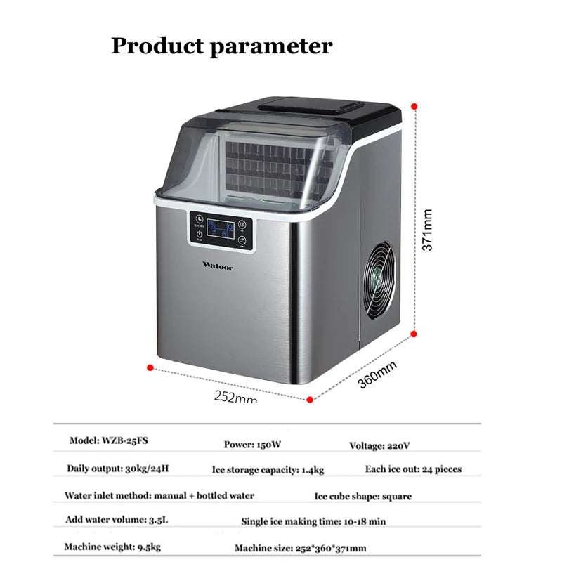 PBOBP Ice Maker Small 15kg Smart Mini Household Automatic Round Ice Cube Maker Ice Machine Easy To Make, Cool All Summer Long