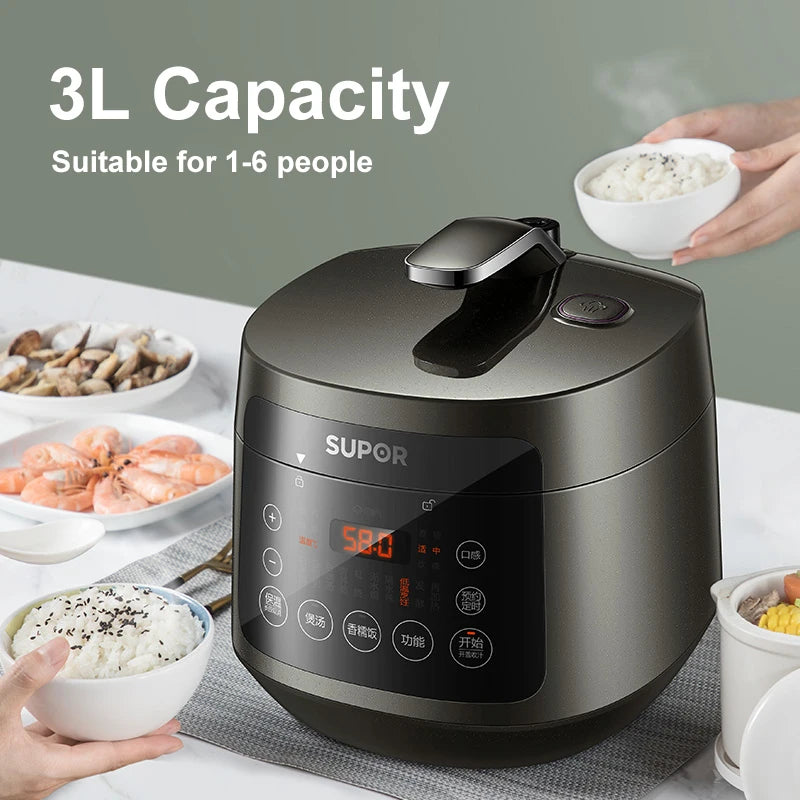 SUPOR Electric Pressure Cooker 3L Double Liner Rice Cooker Multifunctional Portable High Quality Household Kitchen Appliances