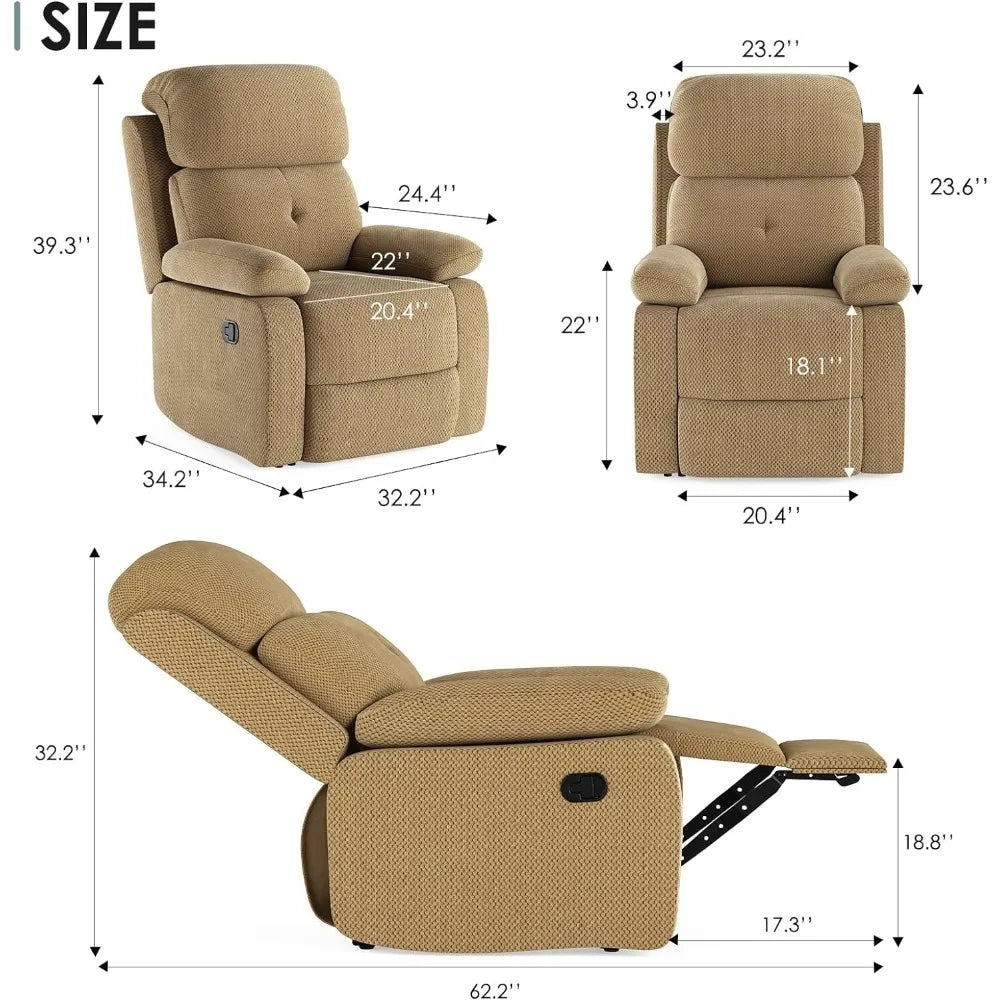 Media Console Chaise Lounge Chair TV Stand Rocking Chair Recliner Entertainment Cabinet With Doors and Cubby Storage Home Sofa