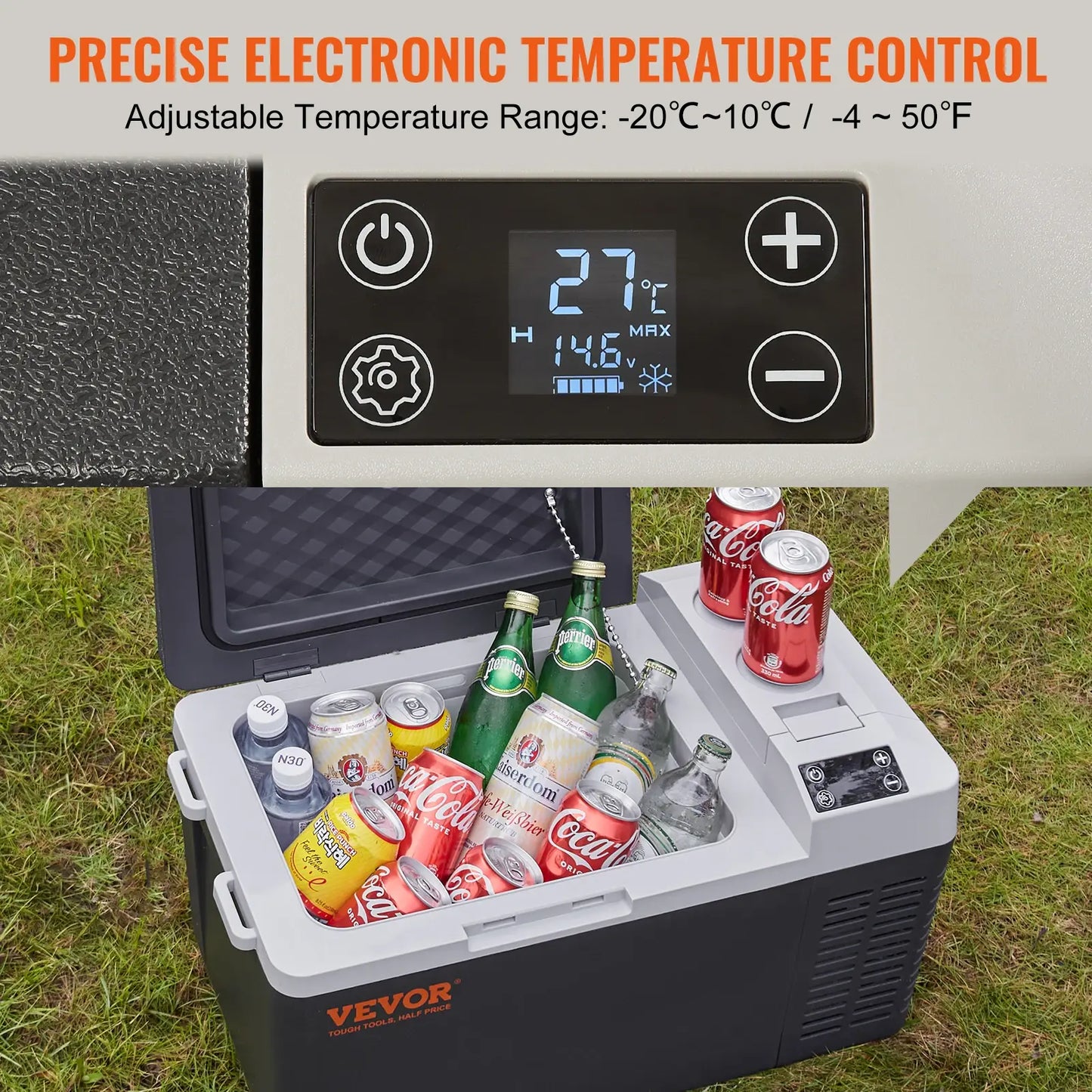 VEVOR Mini Fridge Car Refrigerator Freezer Compressor Ice Box 20L Portable 21Qt Single Zone Cooler for Car Home Outdoor Trval