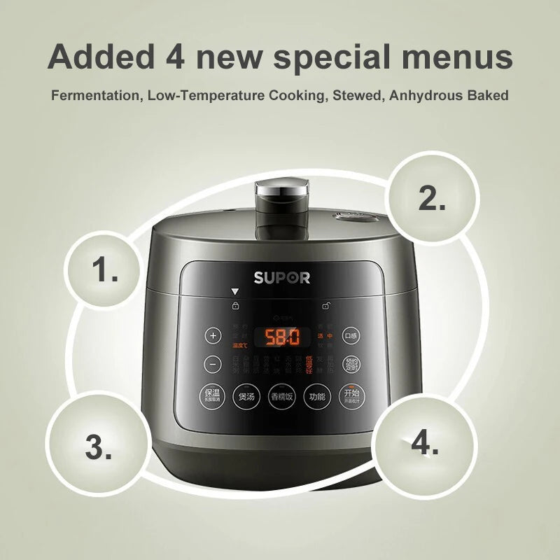 SUPOR Electric Pressure Cooker 3L Double Liner Rice Cooker Multifunctional Portable High Quality Household Kitchen Appliances