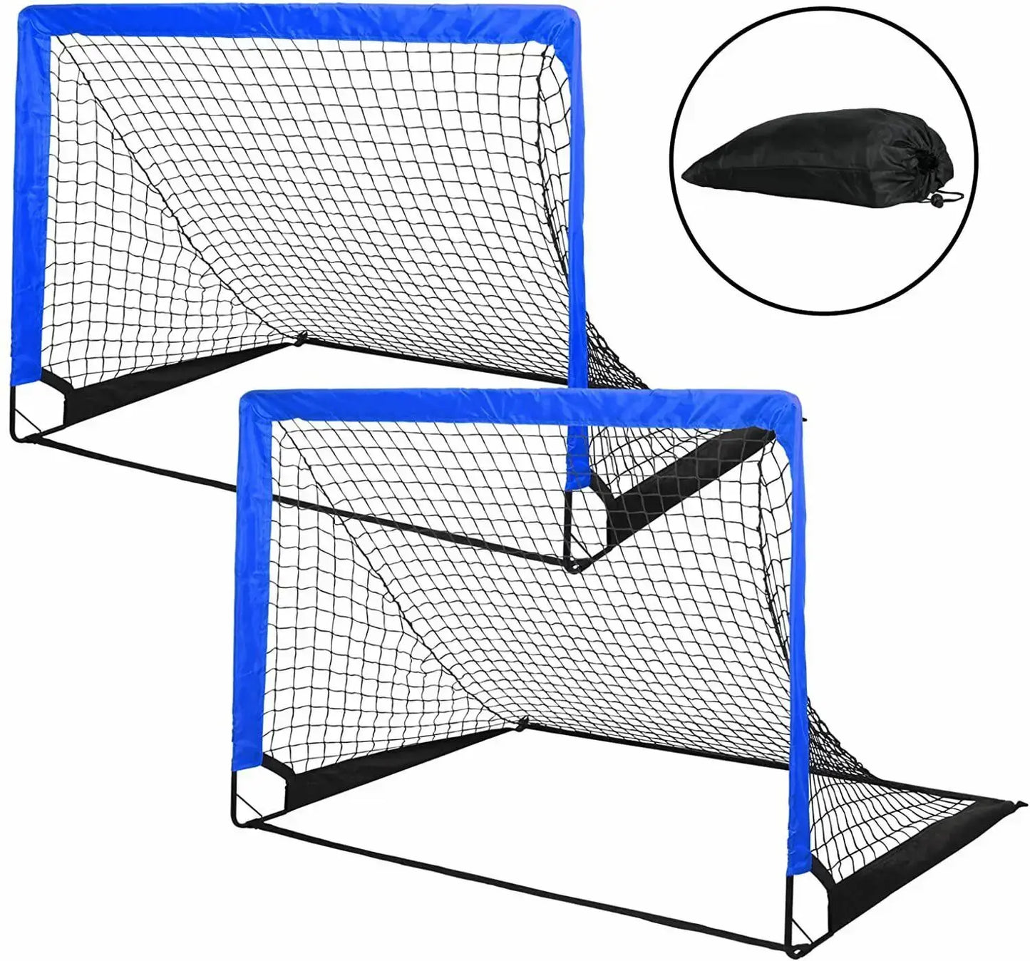Simple Deluxe 4‘x3’ Portable Soccer Goal, Pop Up Folding Soccer Net Comes with 2 Oxford Cloth Bags and 8 Stakes, Great for Train