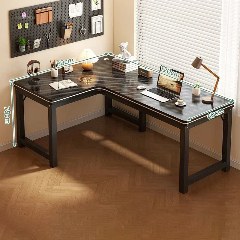 Nordic Corner Computer Desks Home Desktop E-sports Gaming Desks With Bookshelf Bedroom Workbench Office Furniture Double Desk