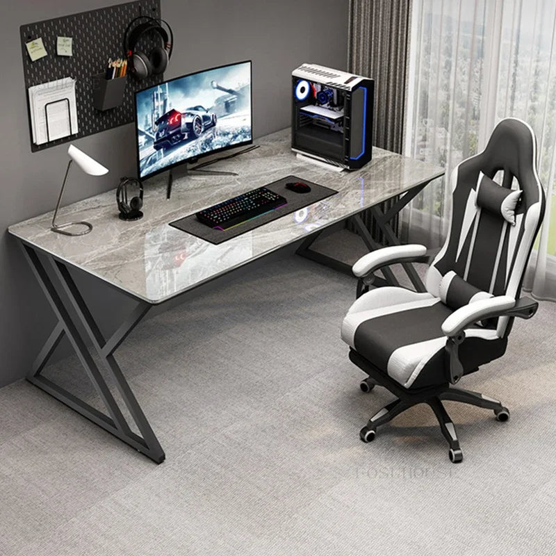 Modern Metal Computer Desks for Bedroom Slate Household E-sports Tables Light Luxury Creative Design Reading Desk for Study Room