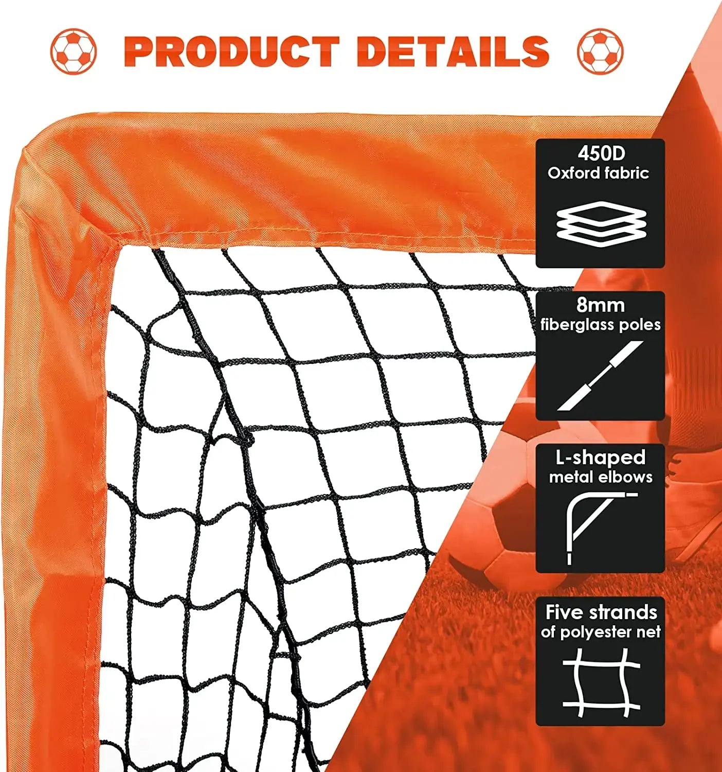 Simple Deluxe 4‘x3’ Portable Soccer Goal, Pop Up Folding Soccer Net Comes with 2 Oxford Cloth Bags and 8 Stakes, Great for Train