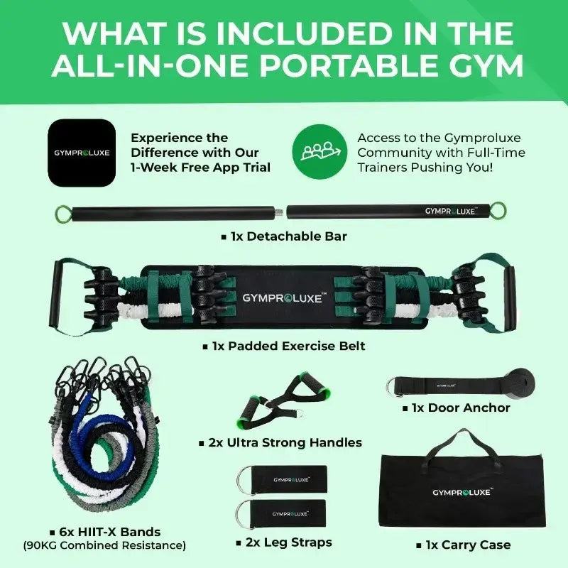 Original Portable Gym - Resistance Band Set - 200 lb Men's and Women's Resistance Band Set - Multifunctional Fitness Equipment