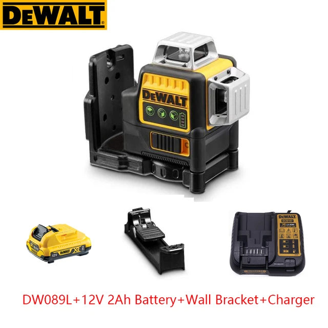 DEWALT 3D 12Lines Green Laser Level Vertical And Horizontal Indoor Outdoor Maker IP65 DW089LG Laser Level Battery Charger Set