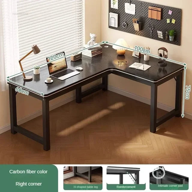 Nordic Corner Computer Desks Home Desktop E-sports Gaming Desks With Bookshelf Bedroom Workbench Office Furniture Double Desk