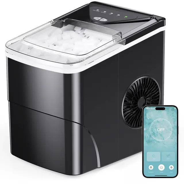 Silonn Smart Countertop Ice Maker Compact Wi-Fi Ice Maker App Control 2 Ice Cube Sizes Portable Ice Maker with Self Cleaning