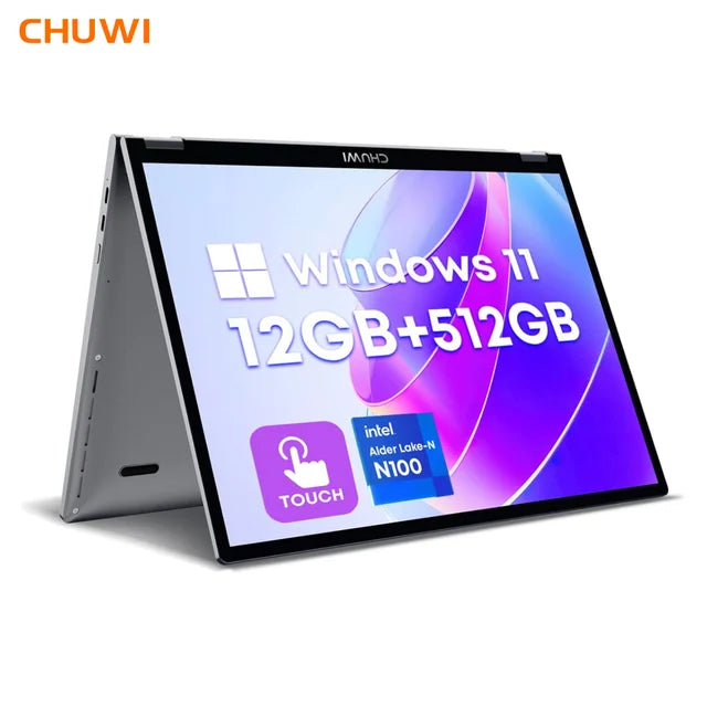 CHUWI MiniBook X 2-in-1 Laptop, 12GB RAM 512GB SSD, 12th Gen Intel N100(up to 3.4GHz),10.51" Windows 11 Touchscreen Laptop Webca