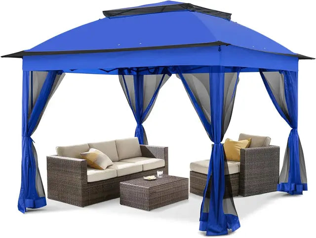 Cool Spot 11x11 Pop-Up Instant Gazebo Tent with Mosquito Netting Outdoor Canopy Shelter with 121 Square Feet of Shade