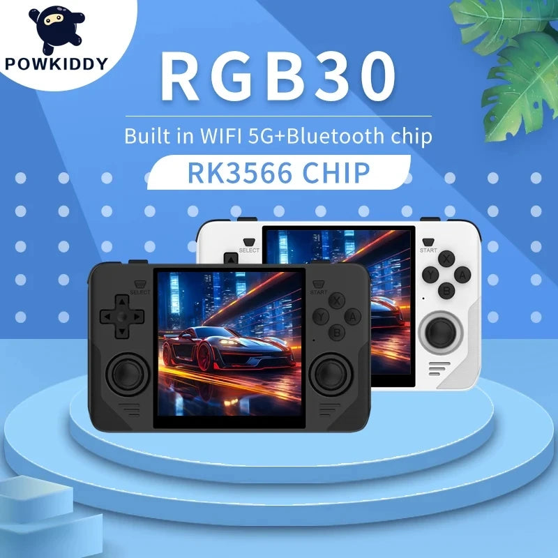 POWKIDDY RGB30 Retro Pocket 720*720 4 Inch Ips Screen Built-in WIFI RK3566 Open-Source Handheld Game Console Children's Gifts