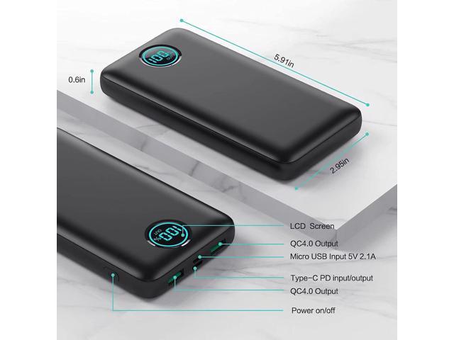 Portable Charger Power Bank 30,800mAh LCD Display Power Bank,25W PD Fast Charging +QC 4.0 Quick Phone Charging Power Bank Tri-Outputs Battery Pack Compatible with iPhone,Android etc(Black)