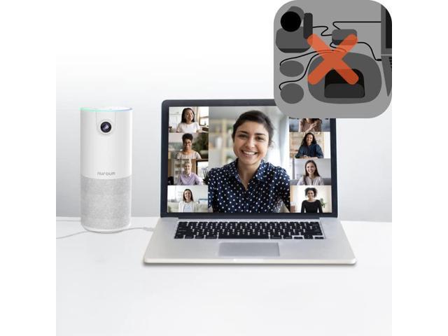 Conference Webcam w/Microphone & Speaker for HD1080P Video Call, Portable All-in-1 Wide-Angle 90° Camera, 10ft Voice Pickup, AI Noise-Cancel, USB Plug&Play&Power, Speakerphone&Cam Meeting System, Zoom