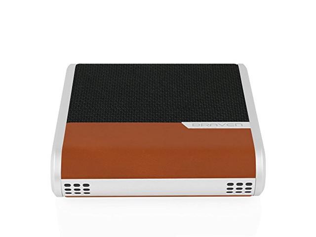 BRAVEN Bridge Bluetooth Speaker and Conferencing Device [12 Hours Playtime] 2600 mAh Power Bank- Black/Light Brown/Silver (BRGBLNS)