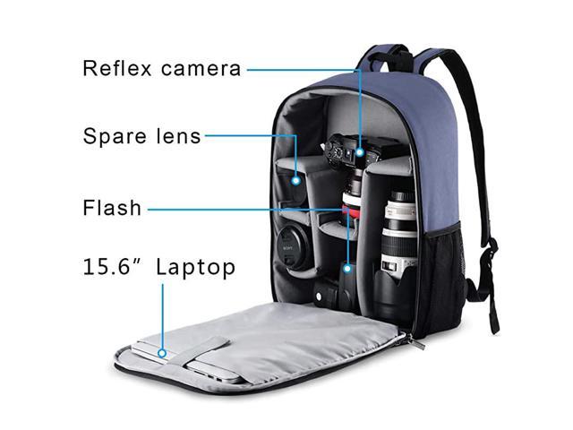 Camera Backpack Bag with Laptop Compartment 15.6" for DSLR/SLR Mirrorless Camera Waterproof, Camera Case Compatible for Sony Canon Nikon Camera and Lens Tripod Accessories Black
