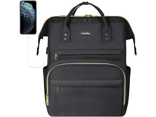 Laptop Backpack for Women 15.6 Inch Work Backpack Teacher Backpack Nurse Bags Womens Fashion Backpack Purse Waterproof Travel Backpack Anti-theft Luggage Strap USB Charging Port(Black)