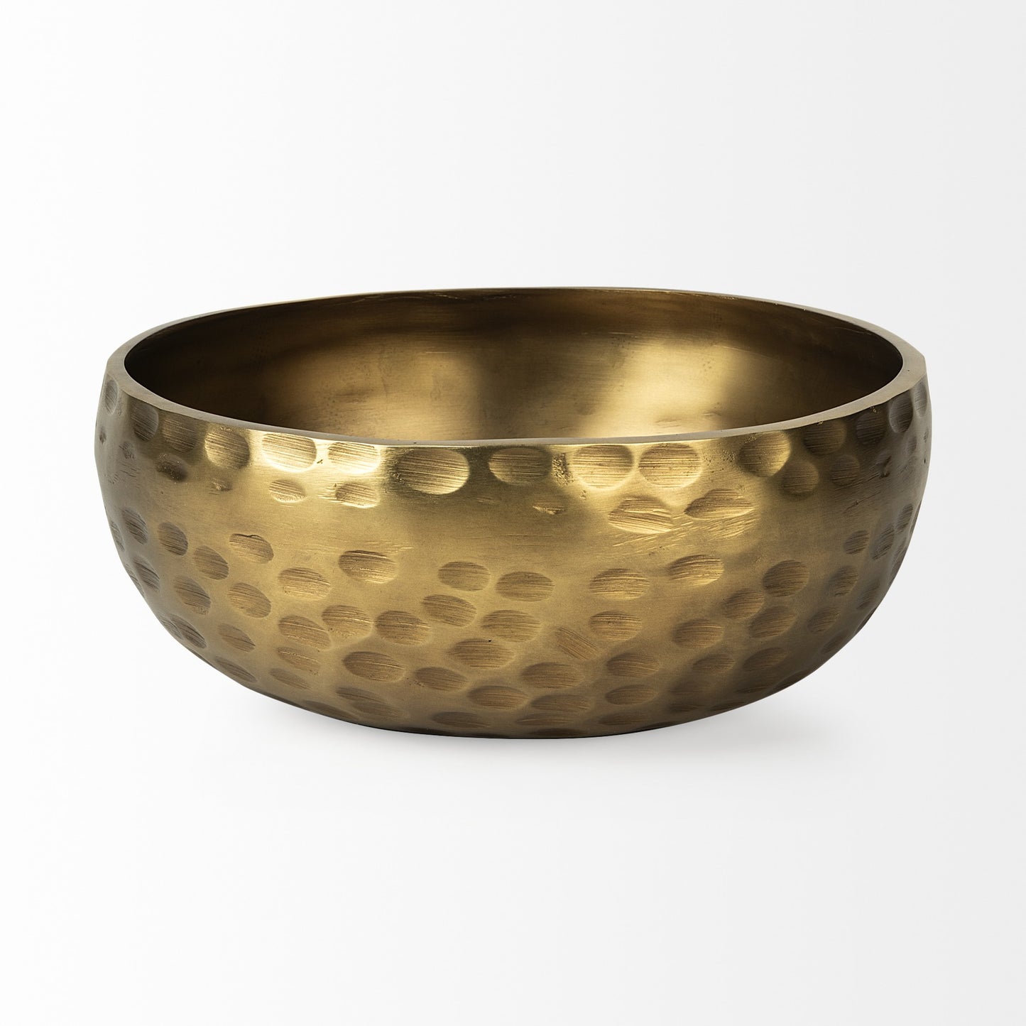 Antiqued Gold Hammered Artisan Low Bowl