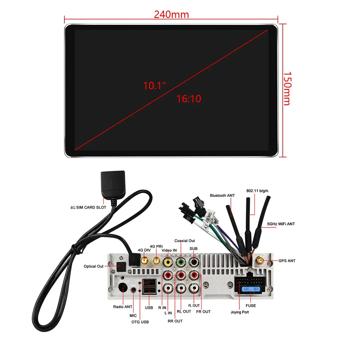 JOYING 10" Car Intelligent System Autoradio Car Radio Universal Head Unit Tape Recorder Apple Carplay With A QLED Screen