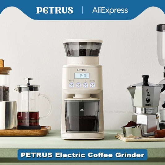 Petrus Electric Coffee Grinder PE3755 220V for Home Kitchen Office Cafe Espresso Grinding Machine Stainless Steel Disc Appliance