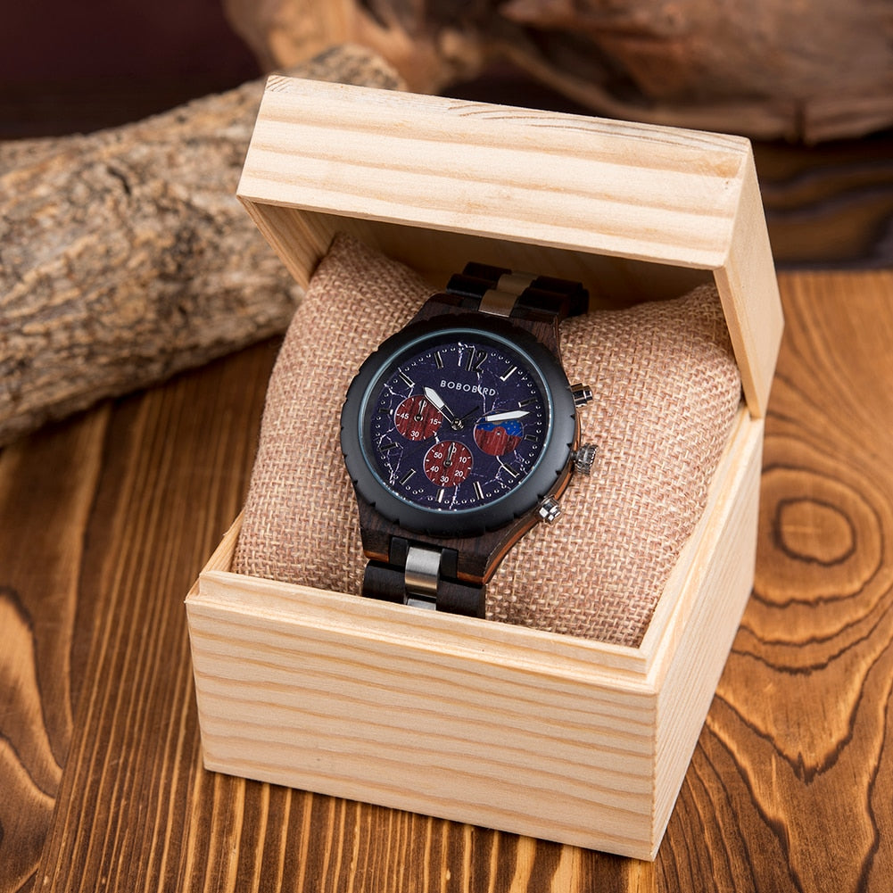 Luxury Wooden Chronograph Watch for Men