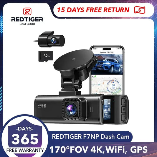 REDITIGER F7NP 4K Dash Cam 1080P HD Car DVR Built-in GPS Android Wifi Auto Drive Vehicle Video Recorder Night Vision
