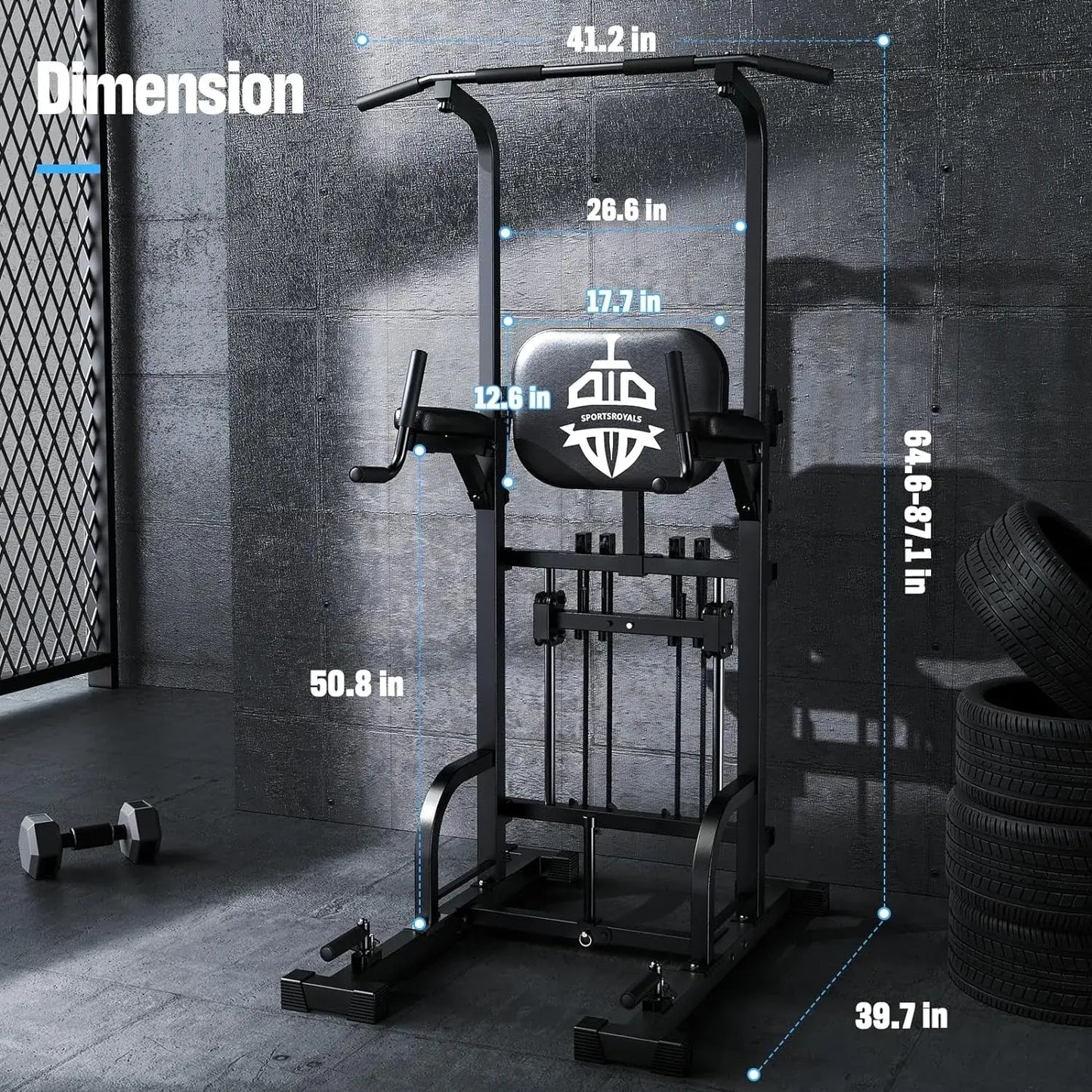 Power Tower Pull Up Dip Station Multi-Function Home Gym Strength Training Fitness Equipment 440LBS