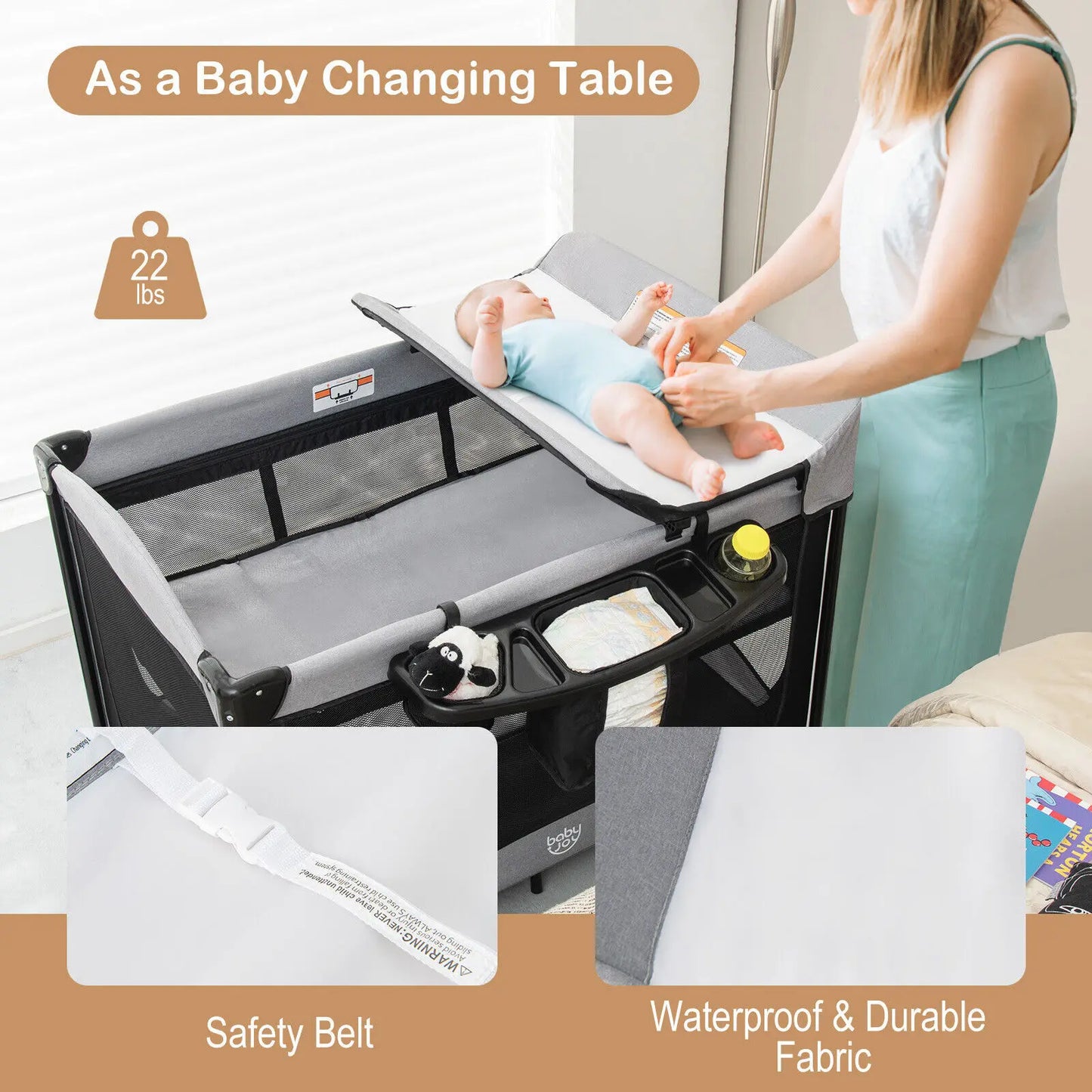 Babyjoy 5 in 1 Portable Baby Playard Nursery Center w/ Cradle & Storage Basket