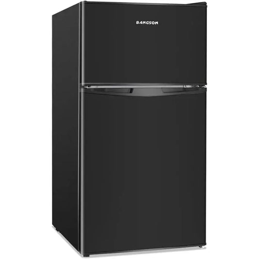 BANGSON Mini Fridge with Freezer, 2 Door Small Refrigerator with Freezer, Mini Fridge for Bedroom, 3.2 CU.FT, For Home, Office