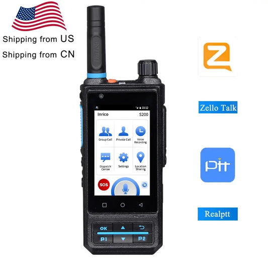 Inrico 4G Network Radio S200 Android 7.0 LTE/WCDMA/GSM Mobile Phone Work With Real-ptt Zello Unlocked Walkie Talkie Global Call