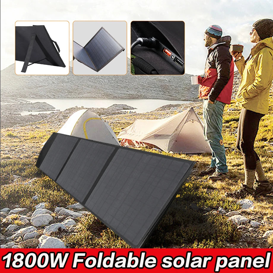 1800W foldable solar panel, high-power portable solar panel, solar mobile power suitable for outdoor activities, camping, RV.