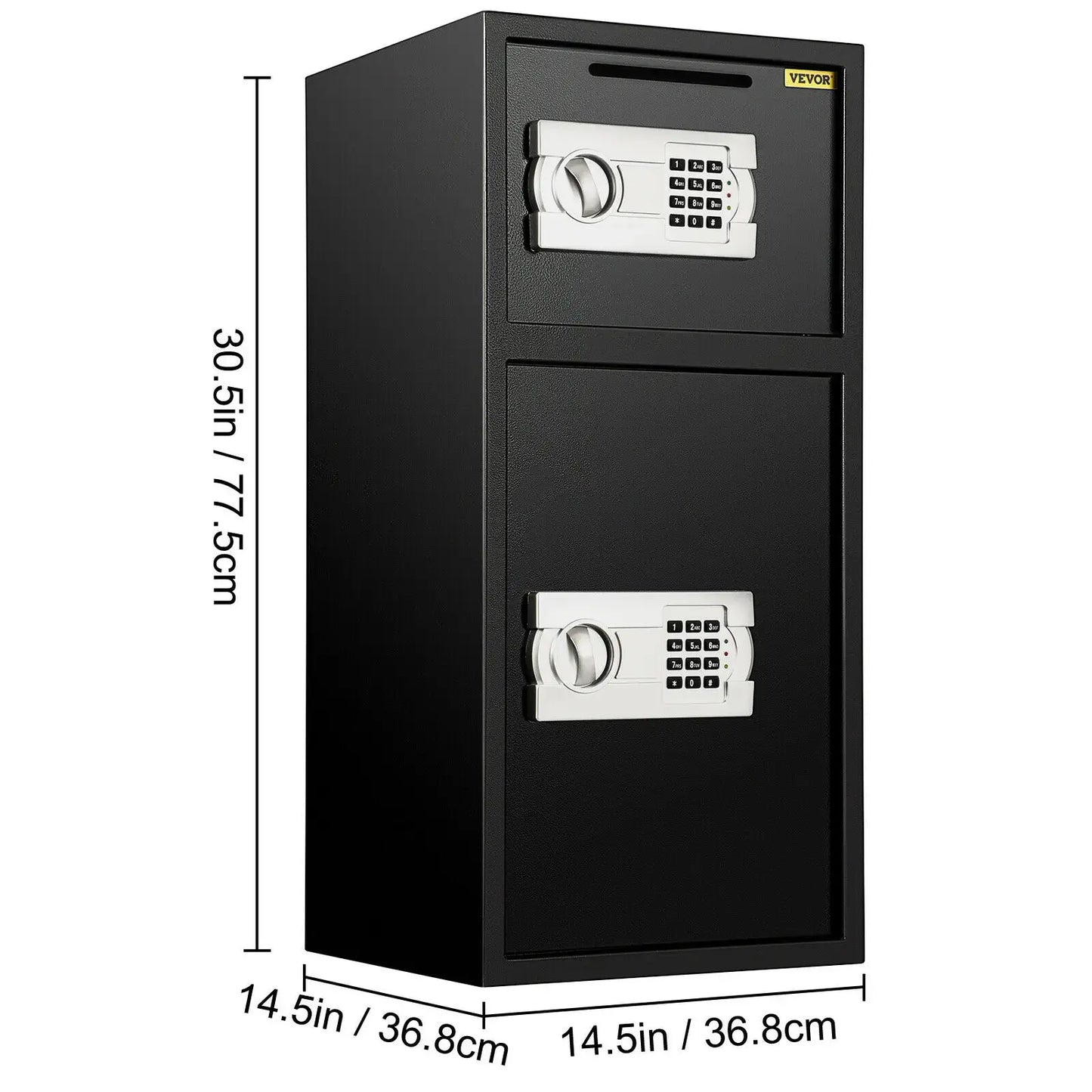 VEVOR 33" Double Door Safe Deposit Box Secret Hidden Piggy Bank Steel Separate Storage Space Electronic Lock Use for Office Home