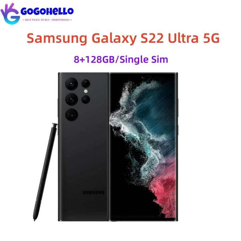 Original Samsung Galaxy S22 Ultra 5G S918 6.8 Inch ROM 128GB RAM 8GB Snapdragon NFC  Unlocked  Android Smartphone 108MP