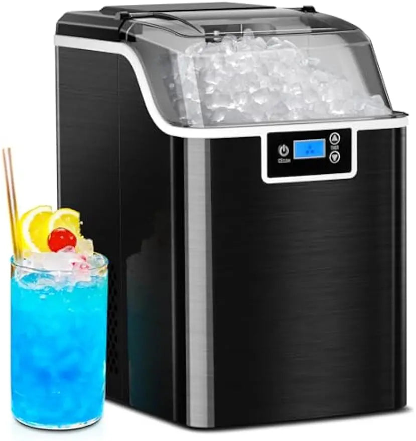 Xbeauty Crushed Ice Maker Countertop,Nugget Ice Maker with Self Cleaning,44.5lbs/Day,24H Timer,LED Crushed Ice Maker for Home