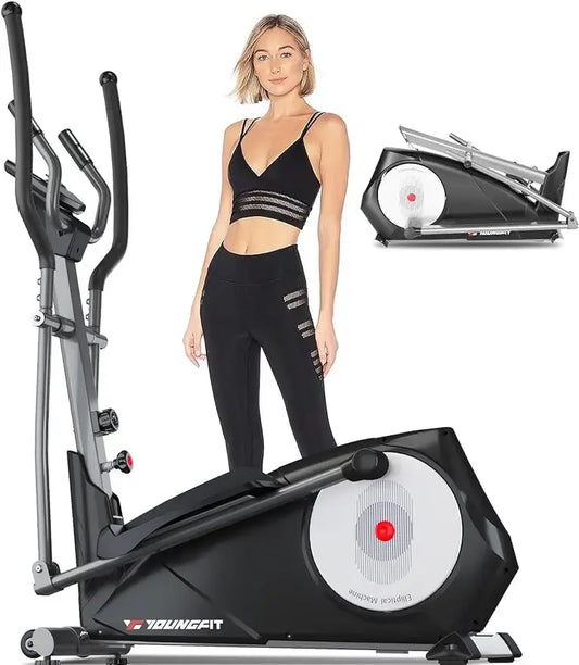 Pre-Installed Elliptical Exercise Machine Trainer with Hyper-Quiet Magnetic Driving System, Workout Equipment Home Gym fitness
