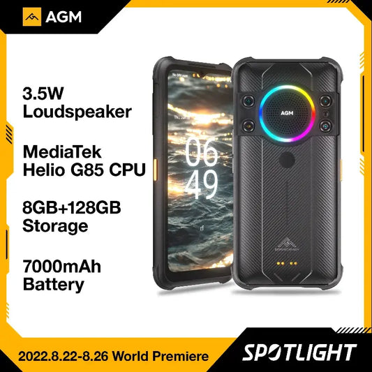 AGM H5 Pro 8+128G Rugged Smartphone 3.5W Loudspeaker MTK G85 7000MAH, IP68/IP69K Waterproof CellPhone