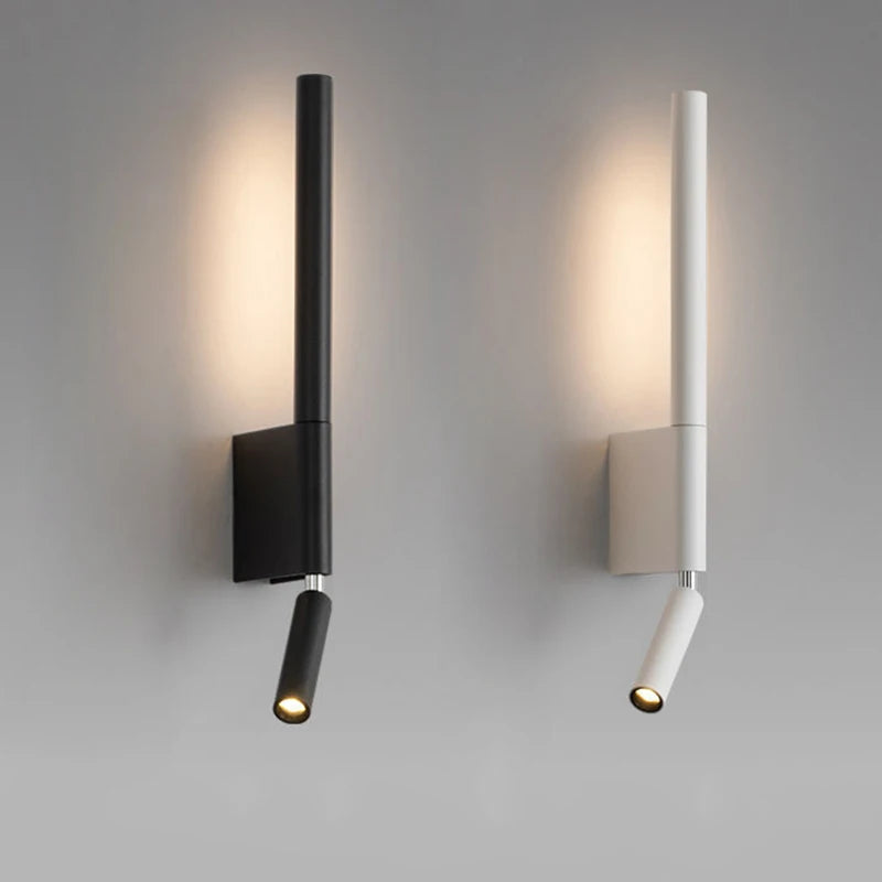 Bedside LED Wall Lamp With Rotatable Angle Spotlight Nordic Adjustable Wall Sconce Reading Light Bedroom Metal+Acryl Night Light